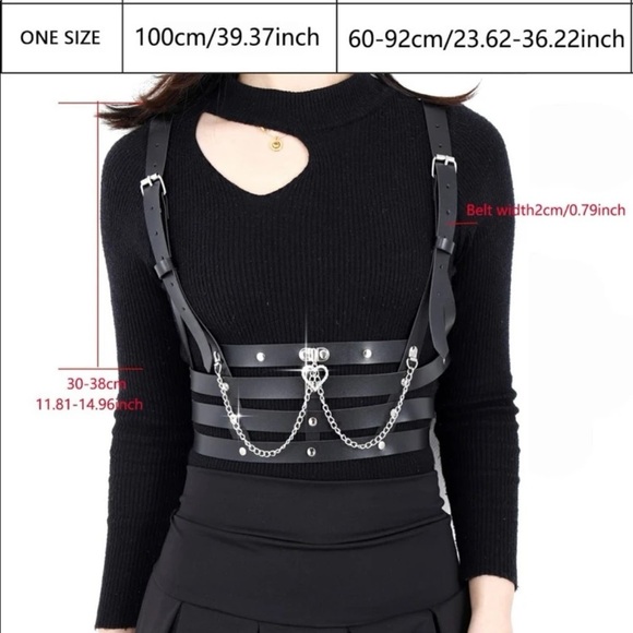 PU Leather Chain Layered Harness - Picture 5 of 5
